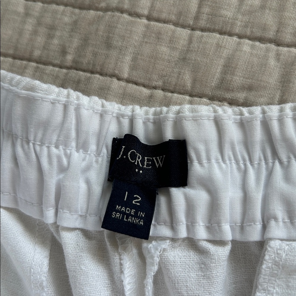 J. Crew white linen/cotton pull on casual sailor office pants loose tapered 12​ - Picture 3 of 10